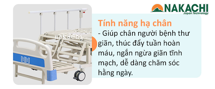 tính nang hạ chân Giường Y Tế Đa Năng Điện Cơ Nakachi NC-04DT